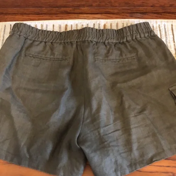 Michael Kors olive green 100% linen utility style shorts Sz 10 😍 - Picture 5 of 10